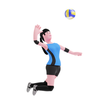 Volleyball player smashing ball  3D Illustration