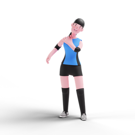 Volleyball player stretching 3D Illustration