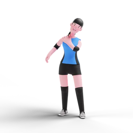 Volleyball player stretching 3D Illustration