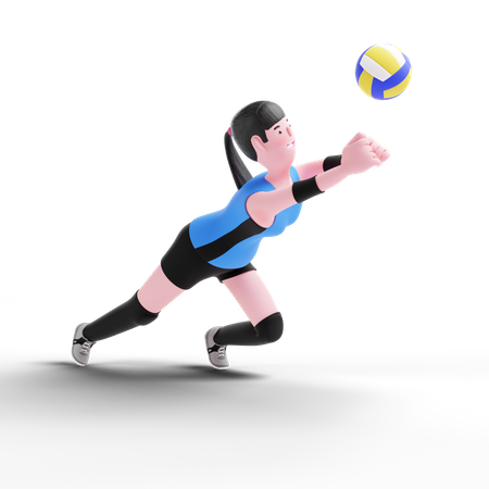 Volleyball player tackling volleyball  3D Icon