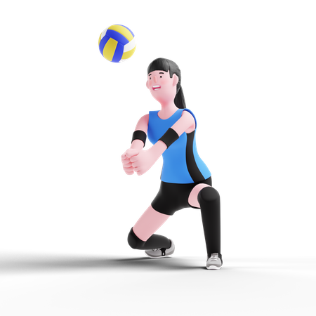 Volleyball player taking ball on hand  3D Illustration