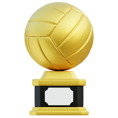 3 D Rendered Golden Volleyball On A Trophy Stand Isolated On A White Background Symbolizing Achievement In Sports 3D Icon