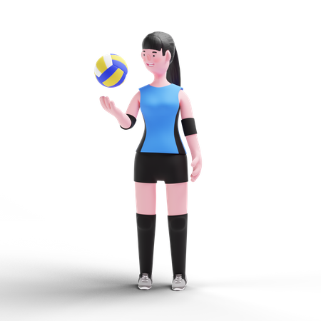 Volleyballspieler mit Ball  3D Illustration