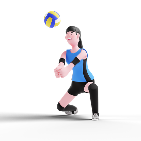 Volleyballspieler nimmt Ball auf die Hand  3D Icon