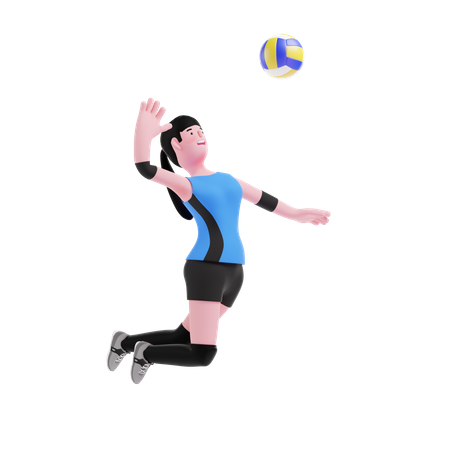 Volleyballspieler zerschmettert Ball  3D Illustration