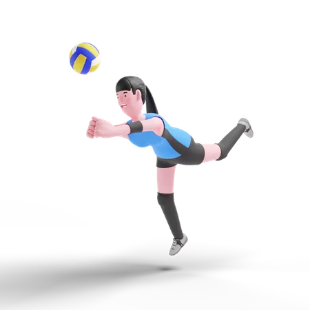 Volleyballspieler spielt im Spiel  3D Illustration