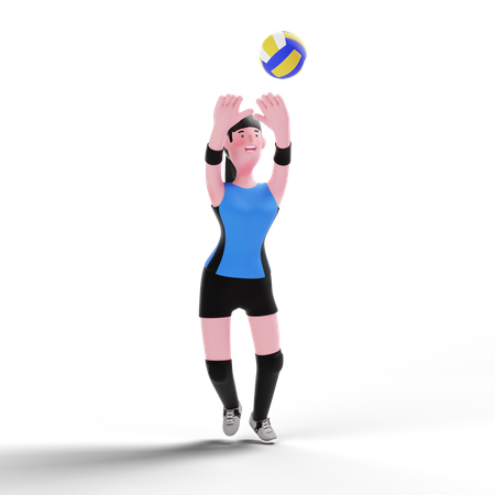 Volleyballspieler spielt mit Volleyball  3D Illustration
