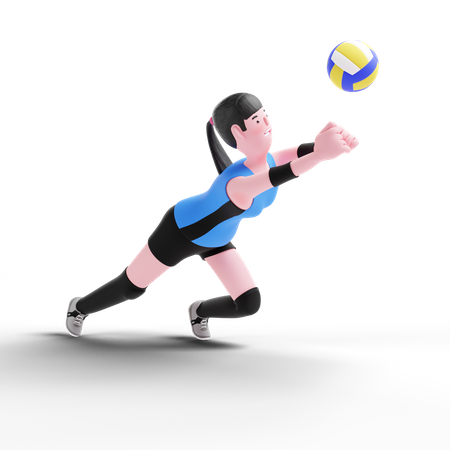 Volleyballspieler beim Tackle Volleyball  3D Illustration