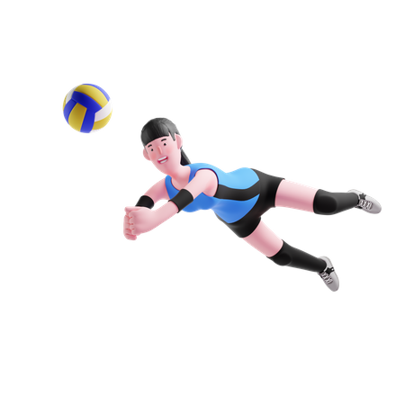 Volleyballspieler taucht  3D Illustration