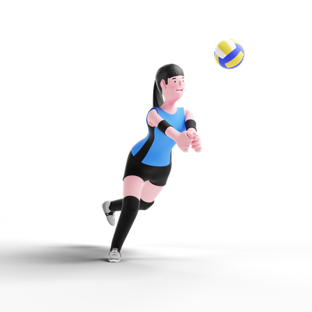 Volleyballspieler trainiert für Spiel  3D Icon
