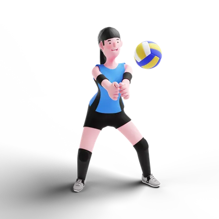 Volleyballspielerin beim Spielen  3D Illustration