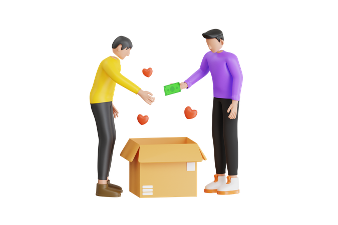 Voluntários coletando roupas para doar  3D Icon