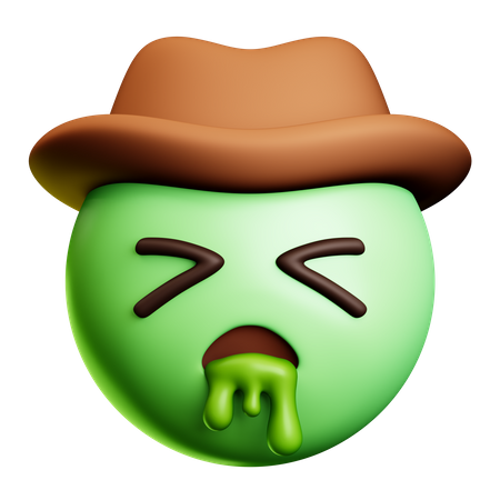 Vomit Cowboy With Brown Hat  3D Icon