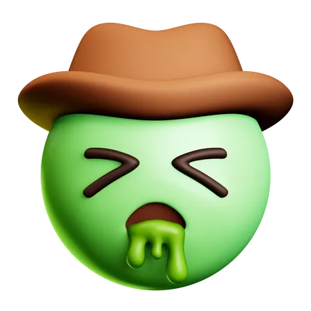 Vomit Cowboy With Brown Hat  3D Icon