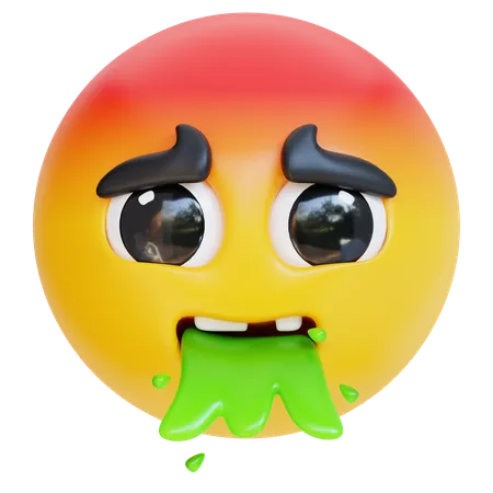3 D Vomit Face Emoticon Icon Illustration 3D Icon