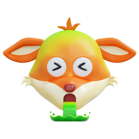 Vomit Fox Emoticon  3D Icon