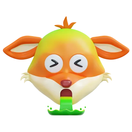 Vomit Fox Emoticon  3D Icon