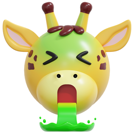 Vomit Giraffe Emoticon  3D Icon