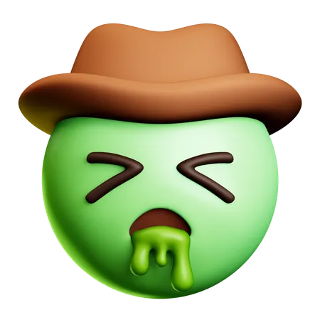 Vomitar cowboy com chapéu marrom  3D Icon