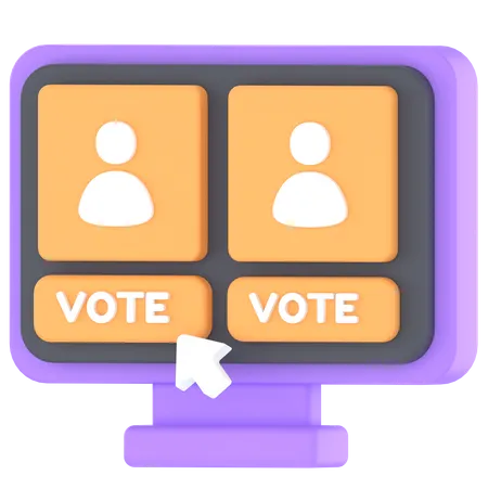 Voting Through Computer 3D Icon