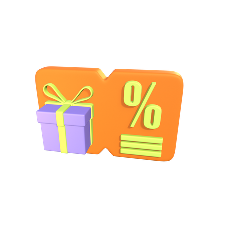 Voucher com caixa de presente e porcentagem  3D Icon