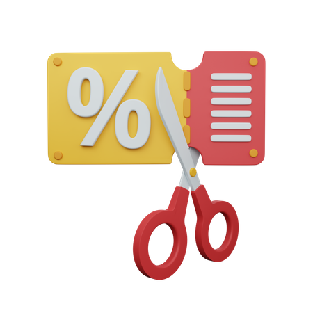 Voucher de desconto e tesoura  3D Icon