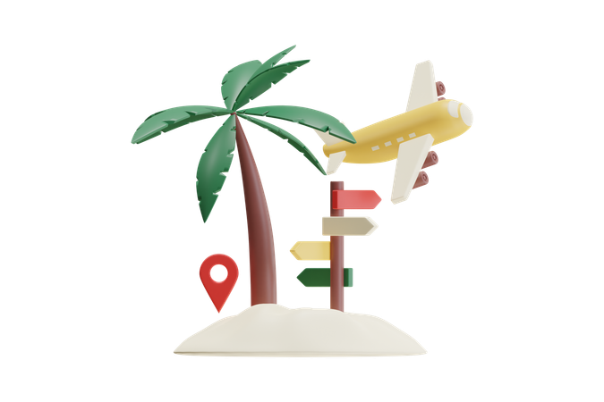 Voyage à la plage  3D Icon