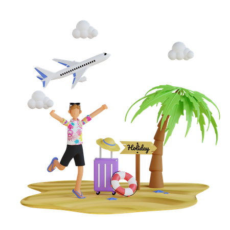 Voyage d'été  3D Illustration