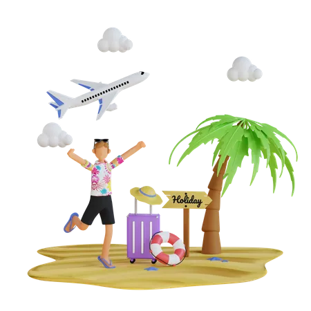 Voyage d'été  3D Illustration