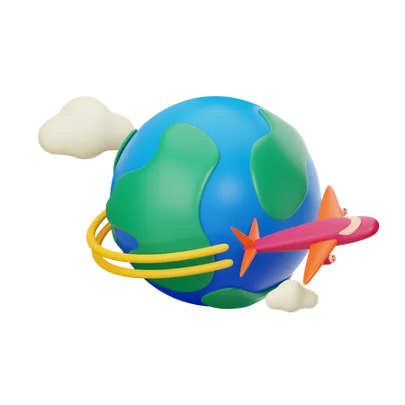 Voyage dans le monde  3D Icon