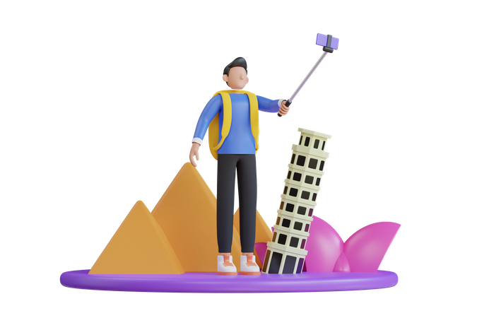 Vlogueur de voyage  3D Illustration