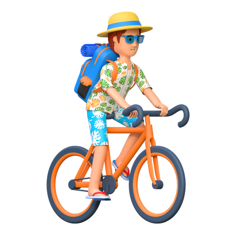 Voyageur à vélo  3D Illustration