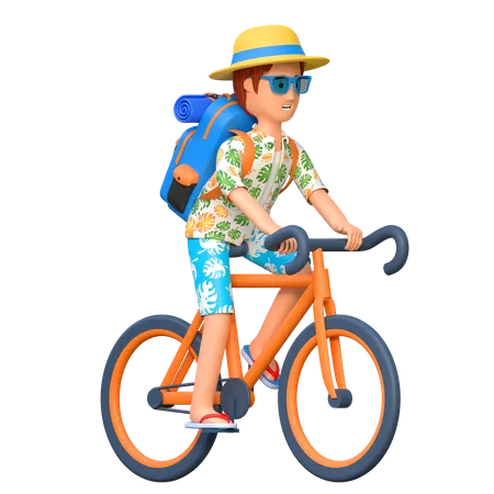 Voyageur à vélo  3D Illustration