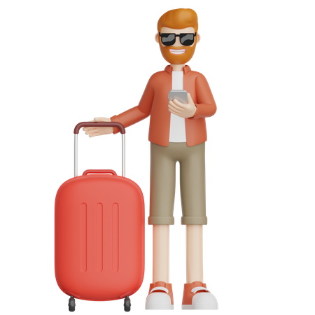 Voyageur avec valise  3D Icon