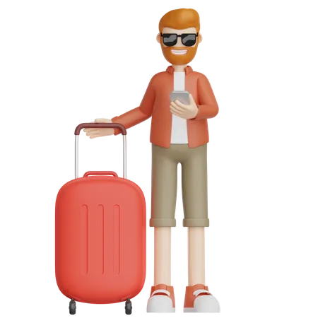 Voyageur avec valise  3D Icon