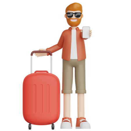 Voyageur avec valise  3D Icon