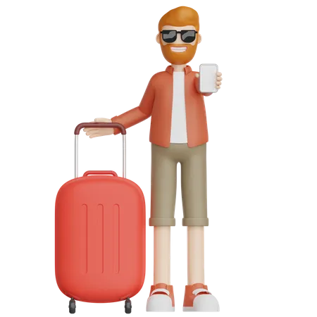 Voyageur avec valise  3D Icon