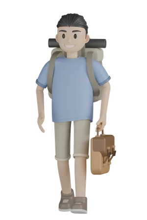 Voyageur masculin  3D Illustration