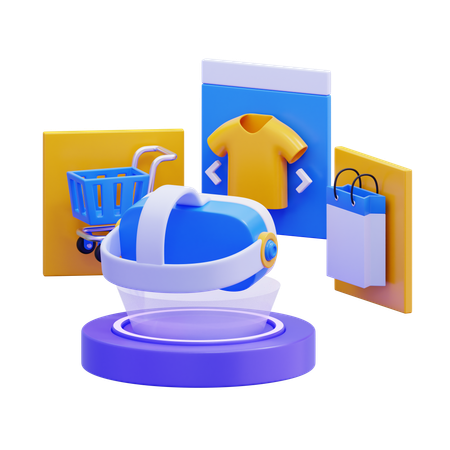 VR 헤드셋을 이용한 쇼핑 경험  3D Icon