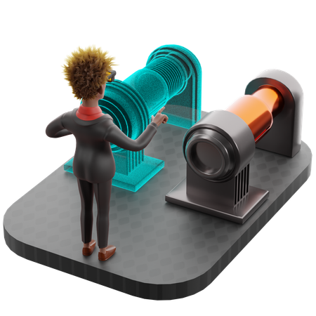 VRでデジタルツインを鑑賞する女性  3D Icon