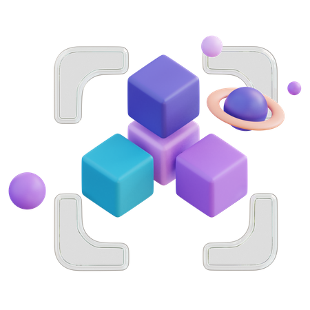 VR Blockchain  3D Icon