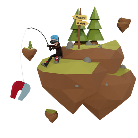 VR fishing  3D Icon