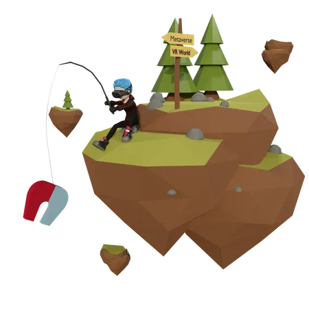 VR fishing  3D Icon