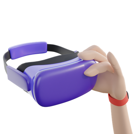Vr goggle with hand 3D Illustration