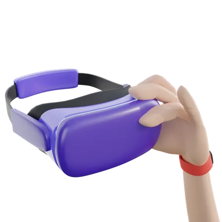 Vr goggle with hand 3D Icon