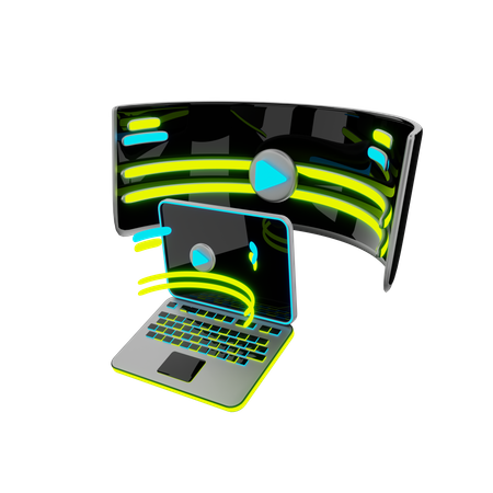 Vr On Laptop  3D Illustration