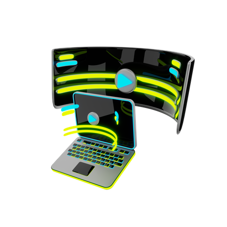 Vr On Laptop 3D Illustration