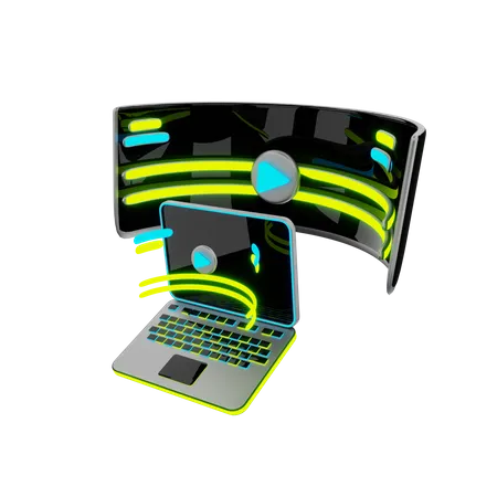 Vr On Laptop  3D Illustration