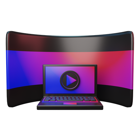 VR video on laptop  3D Illustration