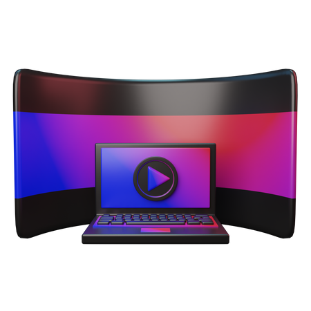 VR video on laptop  3D Illustration